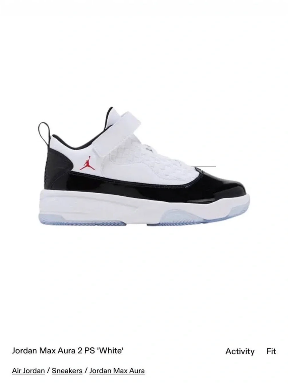 Jordan Kids White and Black Sneakers with Red Jumpman